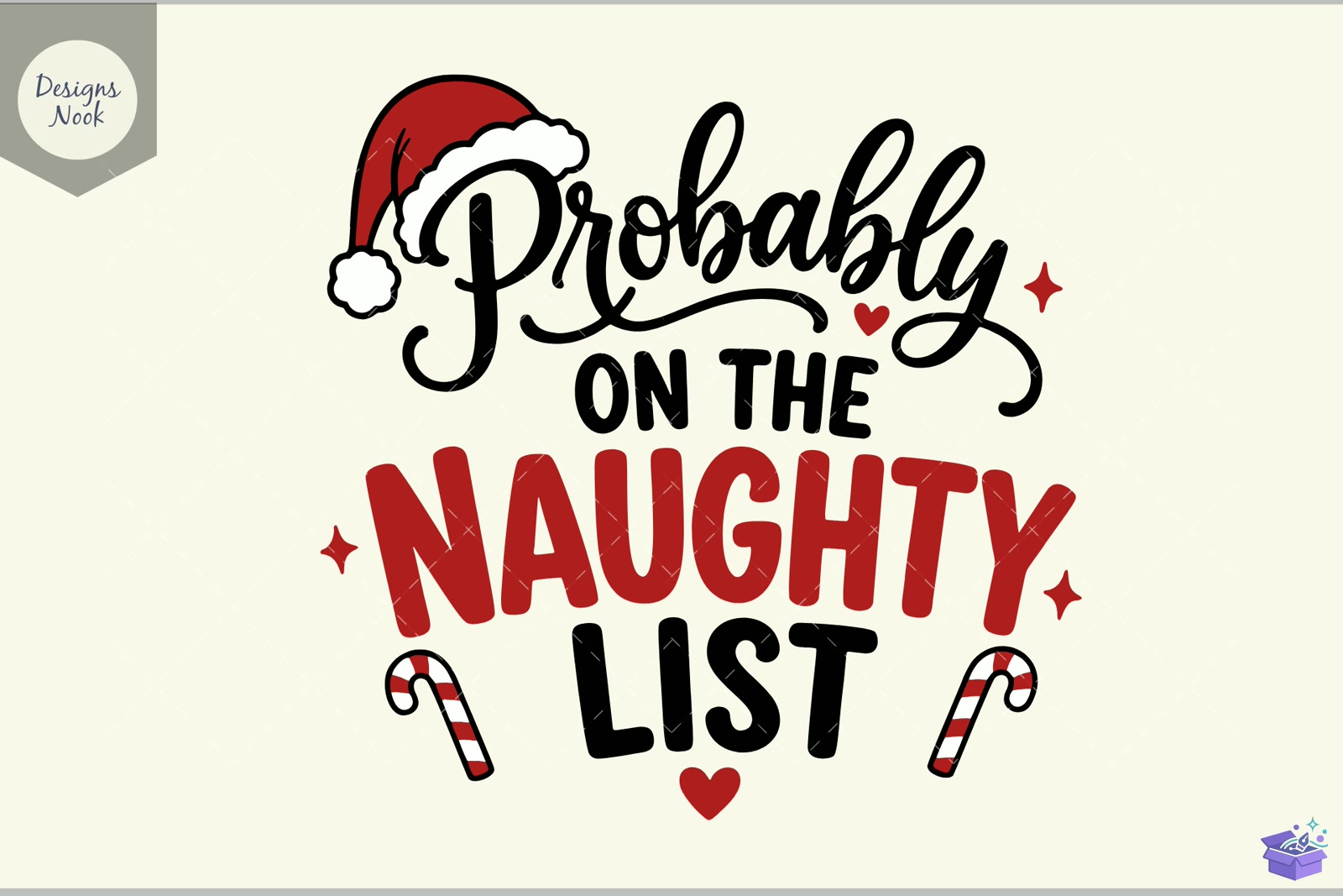 Probably On The Naughty List SVG Funny - 3D Baskı ve Model Dosyası (STL, OBJ, 3MF) - detaylı önizleme 2