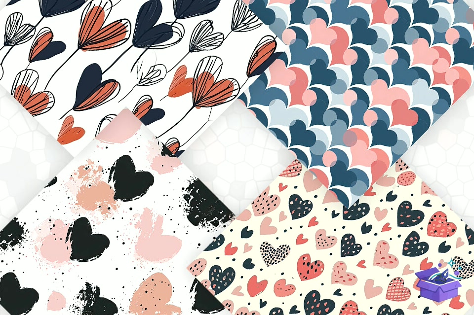 Minimalist Valentines Backgrounds - Lazer Kesim ve Çizim Dosyası (SVG, DXF, EPS, PNG) - detaylı önizleme 2