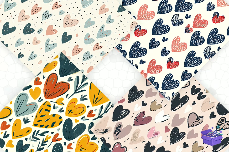 Minimalist Valentines Backgrounds - Lazer Kesim ve Çizim Dosyası (SVG, DXF, EPS, PNG) - detaylı önizleme 3