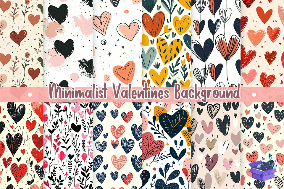 Minimalist Valentines Backgrounds - Lazer Kesim ve Çizim Dosyası (SVG, DXF, EPS, PNG) - detaylı önizleme 4