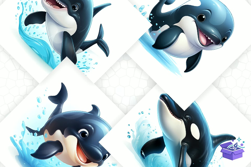Cute Baby Whale Background - Lazer Kesim ve Çizim Dosyası (SVG, DXF, EPS, PNG) - detaylı önizleme 2