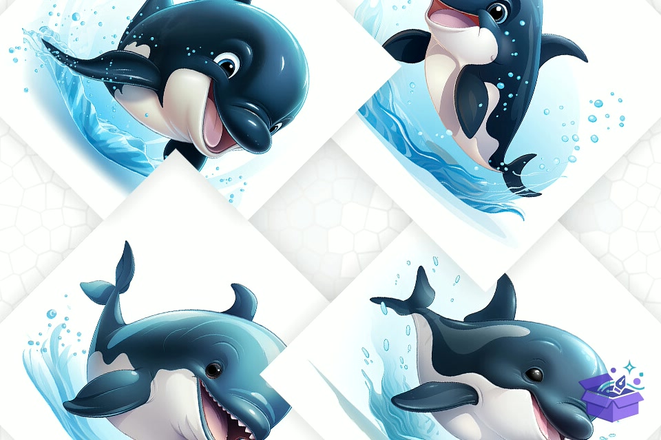 Cute Baby Whale Background - Lazer Kesim ve Çizim Dosyası (SVG, DXF, EPS, PNG) - detaylı önizleme 3