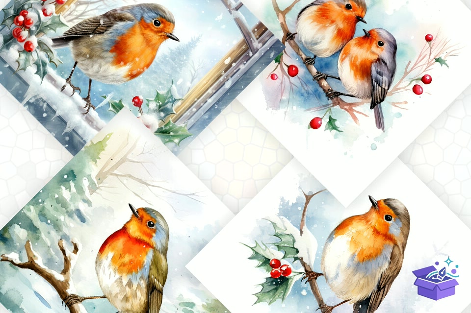 Watercolor Yılbaşı Background - Lazer Kesim ve Çizim Dosyası (SVG, DXF, EPS, PNG) - detaylı önizleme 2