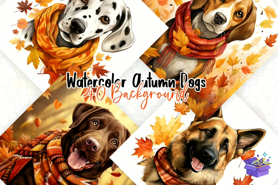 Autumn Dogs Digital Papper - Lazer Kesim ve Çizim Dosyası (SVG, DXF, EPS, PNG) - detaylı önizleme 3