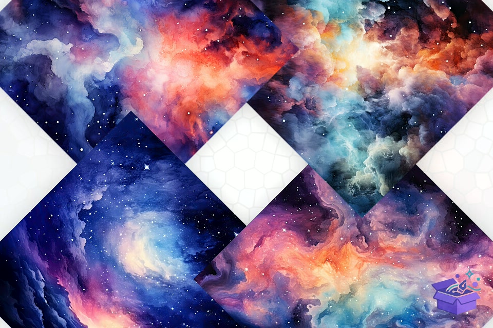 Watercolor Galaxy Background - Lazer Kesim ve Çizim Dosyası (SVG, DXF, EPS, PNG) - detaylı önizleme 3