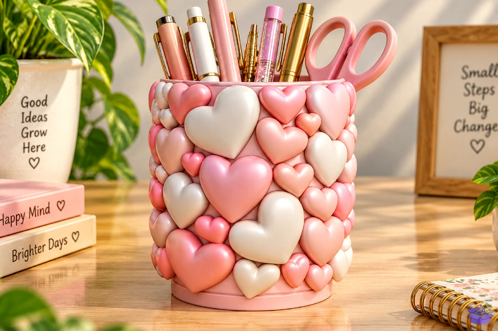 Valentine Kalp Temalı Masaüstü Kalemlik STL Model - 3D Baskı ve Model Dosyası (STL, OBJ, 3MF)