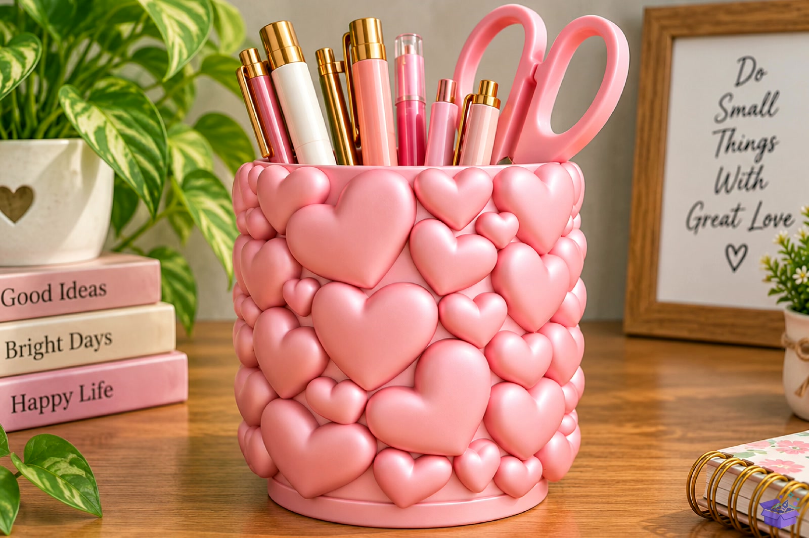 Valentine Kalp Temalı Masaüstü Kalemlik STL Model - 3D Baskı ve Model Dosyası (STL, OBJ, 3MF) - detaylı önizleme 3