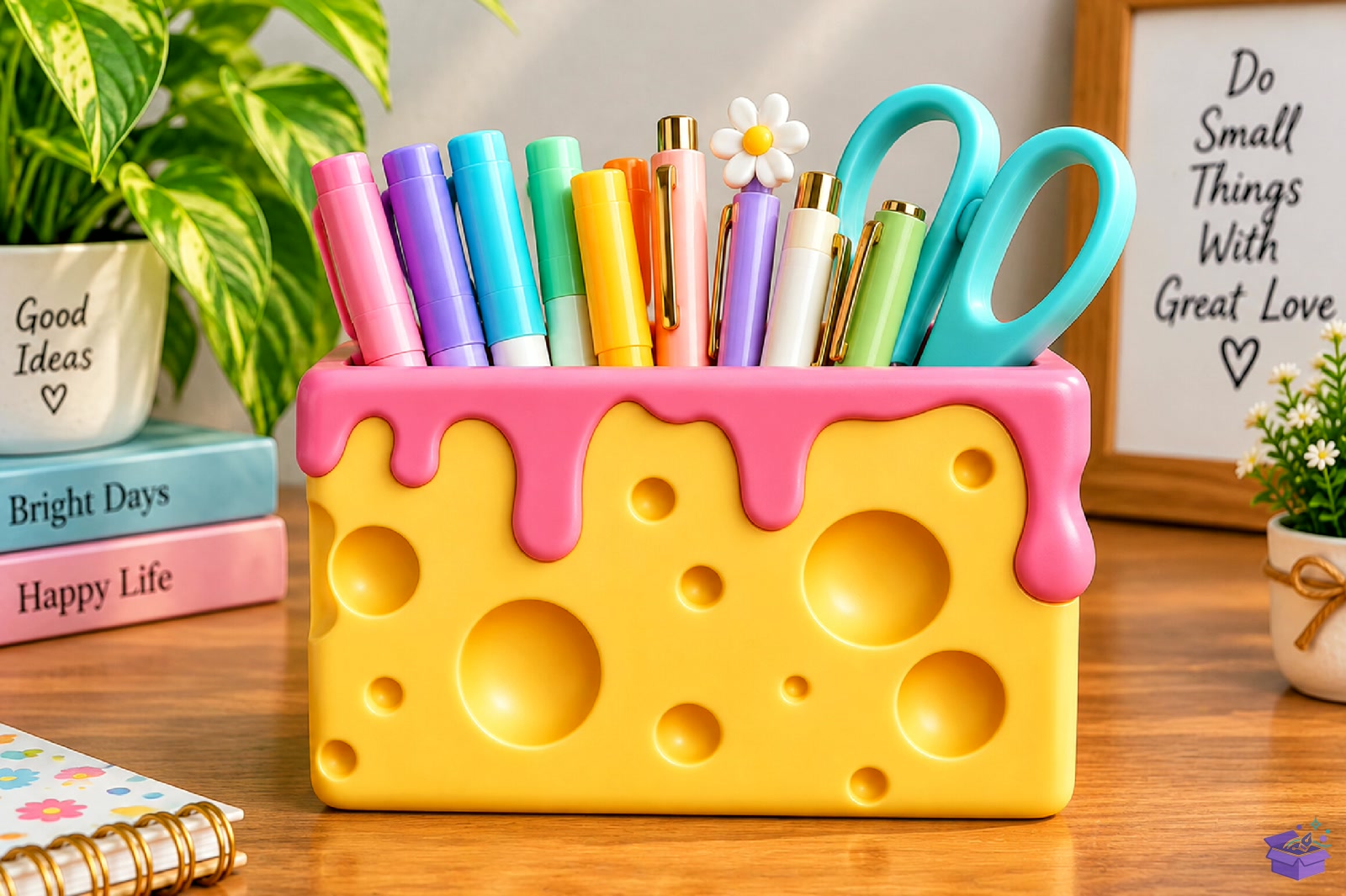 Cute Cheese Kutu Masaüstü Kalemlik STL File - 3D Baskı ve Model Dosyası (STL, OBJ, 3MF) - detaylı önizleme 4