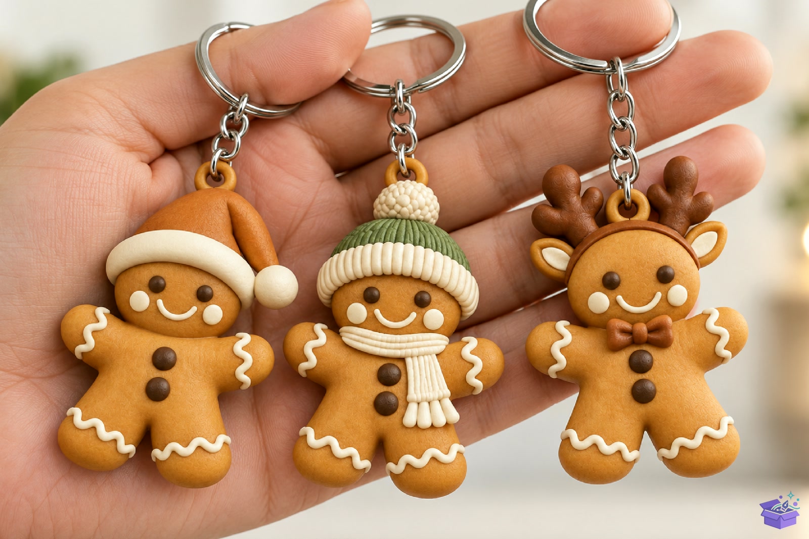 3D Baskı Yılbaşı Gingerbread Anahtarlık - 3D Baskı ve Model Dosyası (STL, OBJ, 3MF) - detaylı önizleme 3