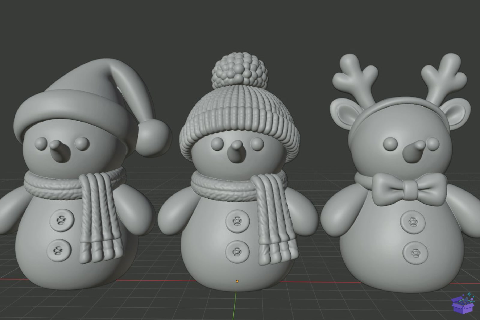 3D Baskı Yılbaşı Snowman Trio STL File - 3D Baskı ve Model Dosyası (STL, OBJ, 3MF) - detaylı önizleme 5