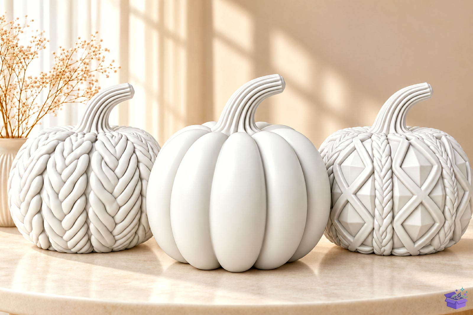 Cable Knit Pumpkin STL File - 3D Baskı ve Model Dosyası (STL, OBJ, 3MF) - detaylı önizleme 2