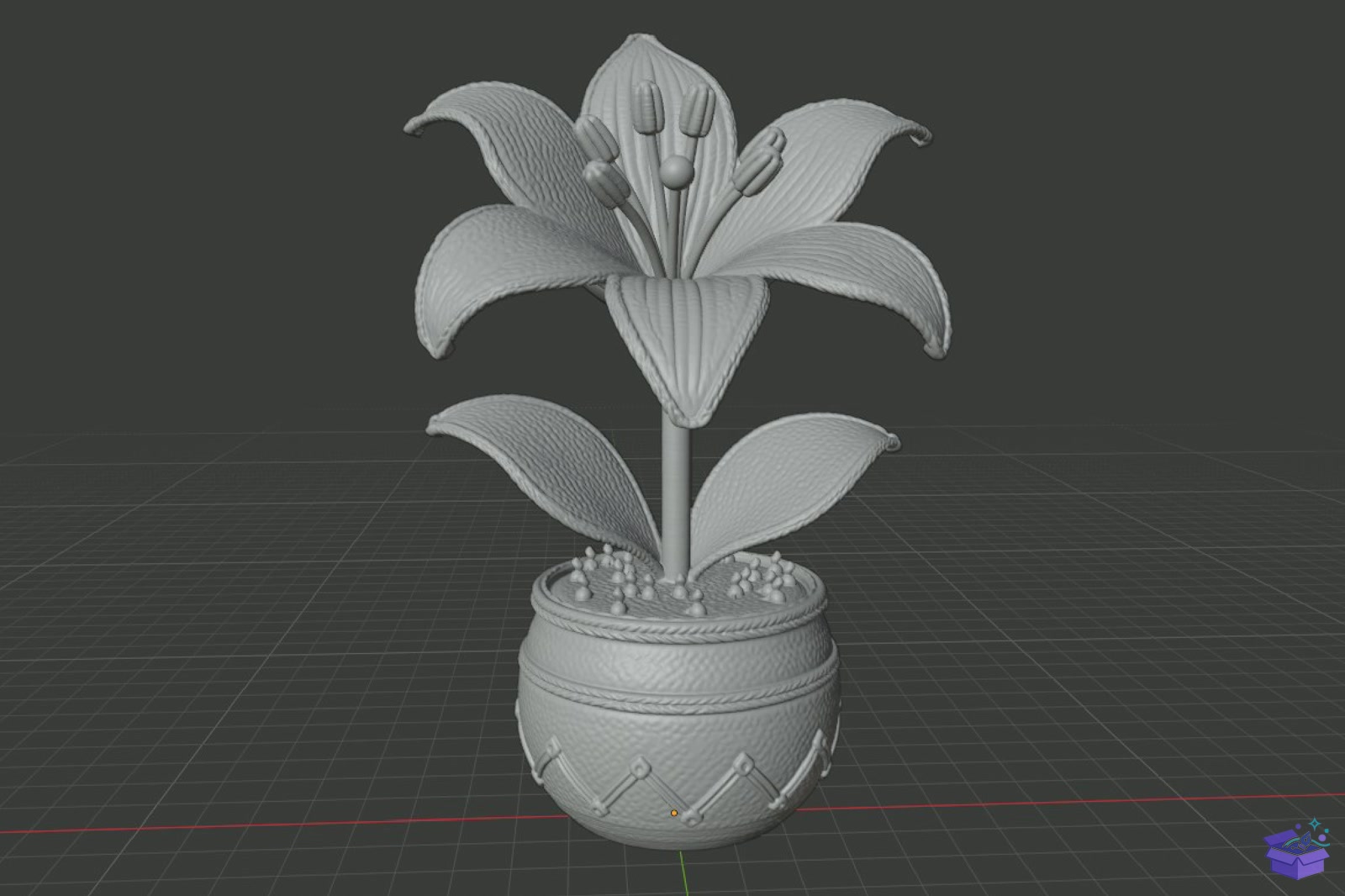Lily Çiçek Pot STL File - 3D Baskı ve Model Dosyası (STL, OBJ, 3MF) - detaylı önizleme 5