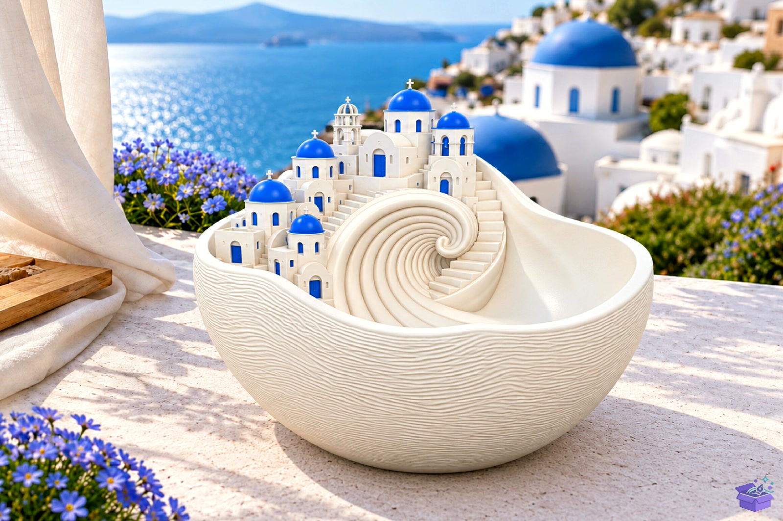 Santorini Village Bowl STL 3D Baskı - 3D Baskı ve Model Dosyası (STL, OBJ, 3MF) - detaylı önizleme 2