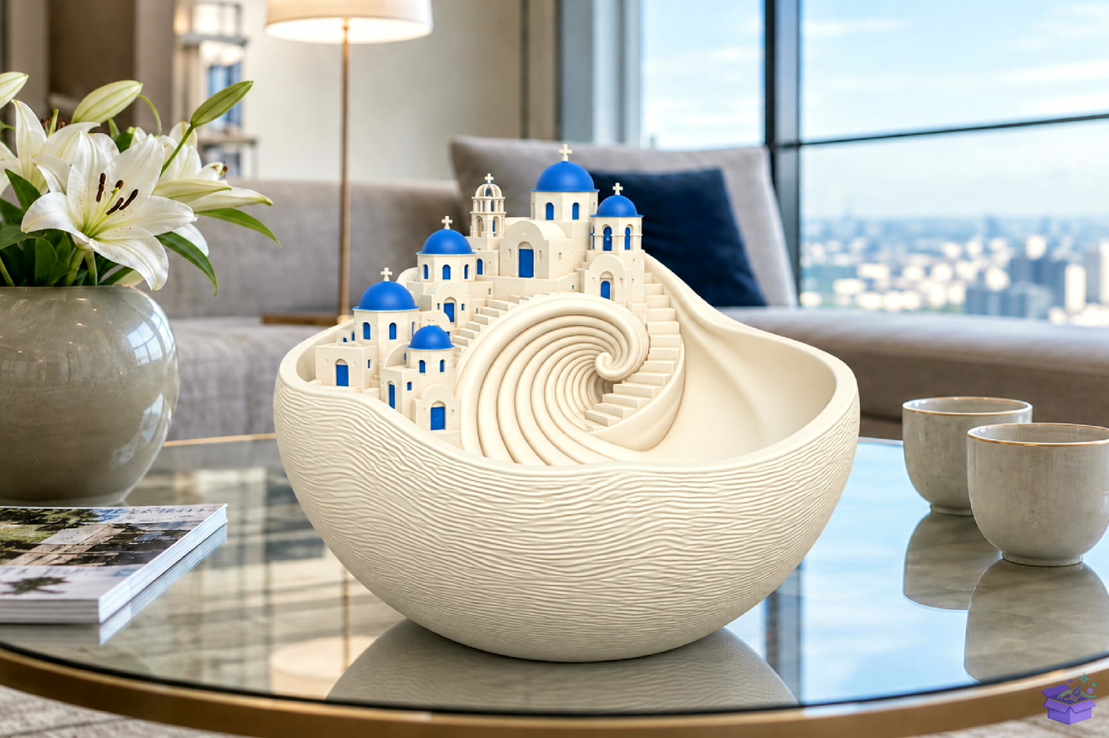 Santorini Village Bowl STL 3D Baskı - 3D Baskı ve Model Dosyası (STL, OBJ, 3MF) - detaylı önizleme 3