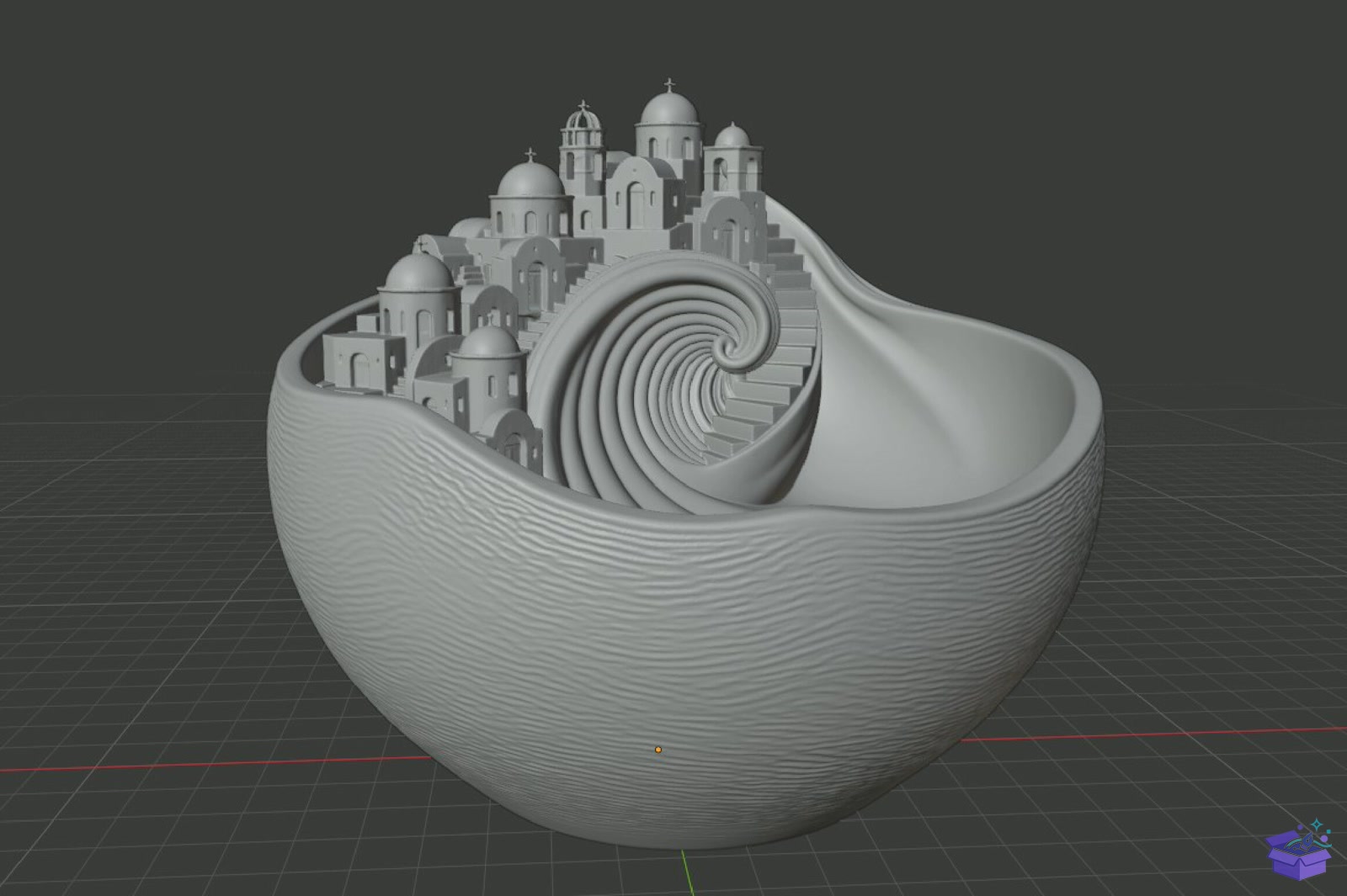 Santorini Village Bowl STL 3D Baskı - 3D Baskı ve Model Dosyası (STL, OBJ, 3MF) - detaylı önizleme 5