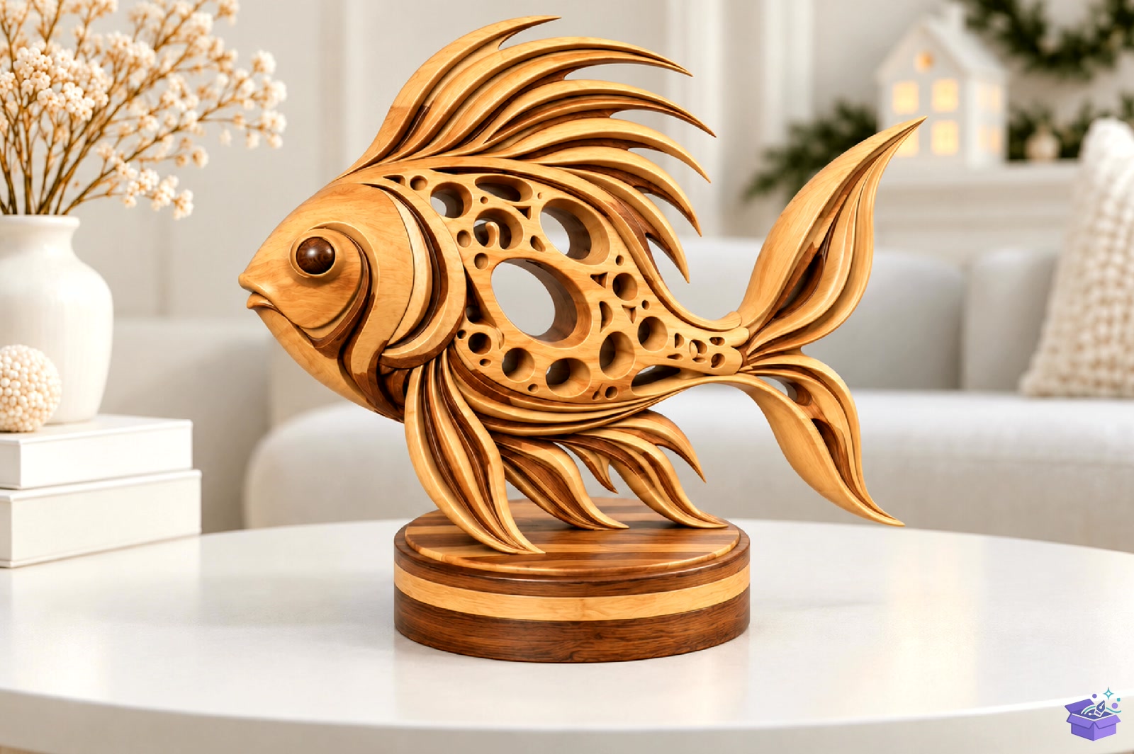 Ahşap Fish Sculpture STL 3D Baskı - 3D Baskı ve Model Dosyası (STL, OBJ, 3MF) - detaylı önizleme 3