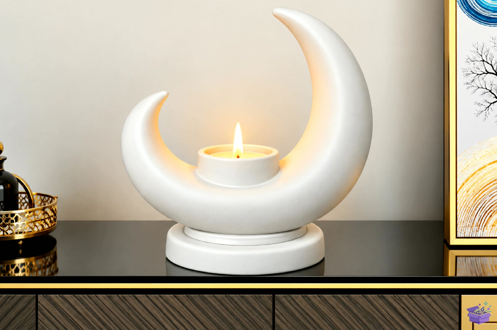 Crescent Moon Mumluk STL 3D Baskı - 3D Baskı ve Model Dosyası (STL, OBJ, 3MF) - detaylı önizleme 2