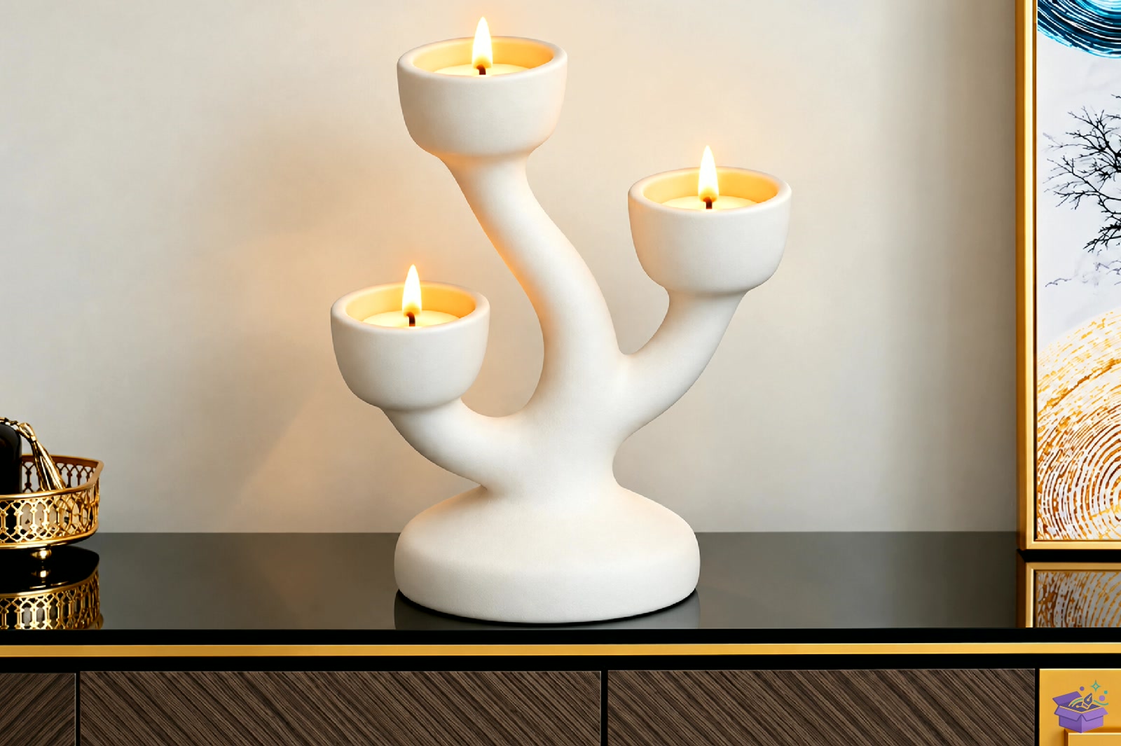 Modern Triple Mumluk STL 3D Baskı - 3D Baskı ve Model Dosyası (STL, OBJ, 3MF)
