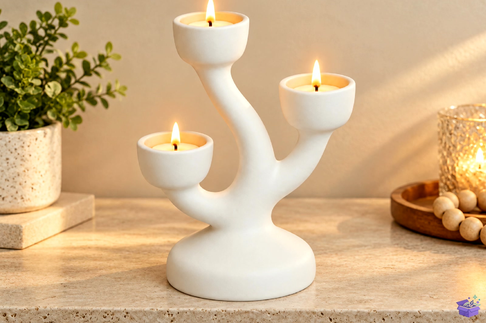 Modern Triple Mumluk STL 3D Baskı - 3D Baskı ve Model Dosyası (STL, OBJ, 3MF) - detaylı önizleme 3