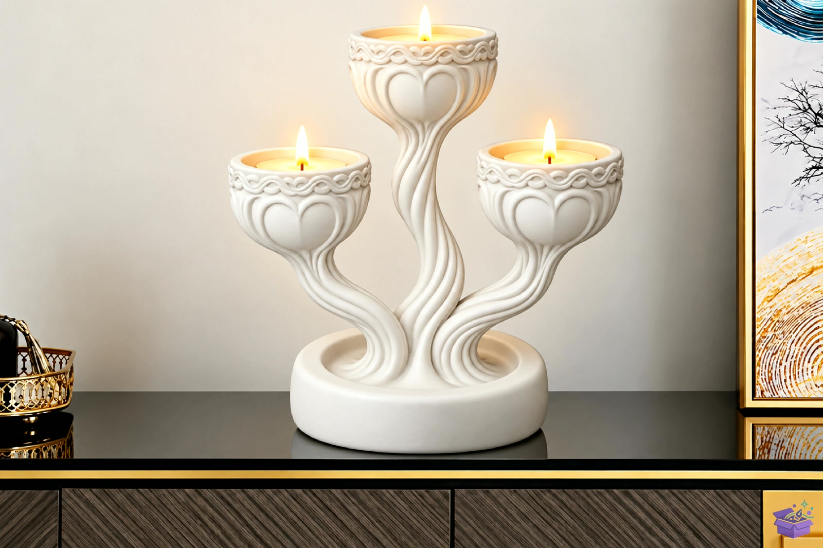 Elegant Kalp Temalı Mumluk STL 3D Baskı - 3D Baskı ve Model Dosyası (STL, OBJ, 3MF) - detaylı önizleme 2