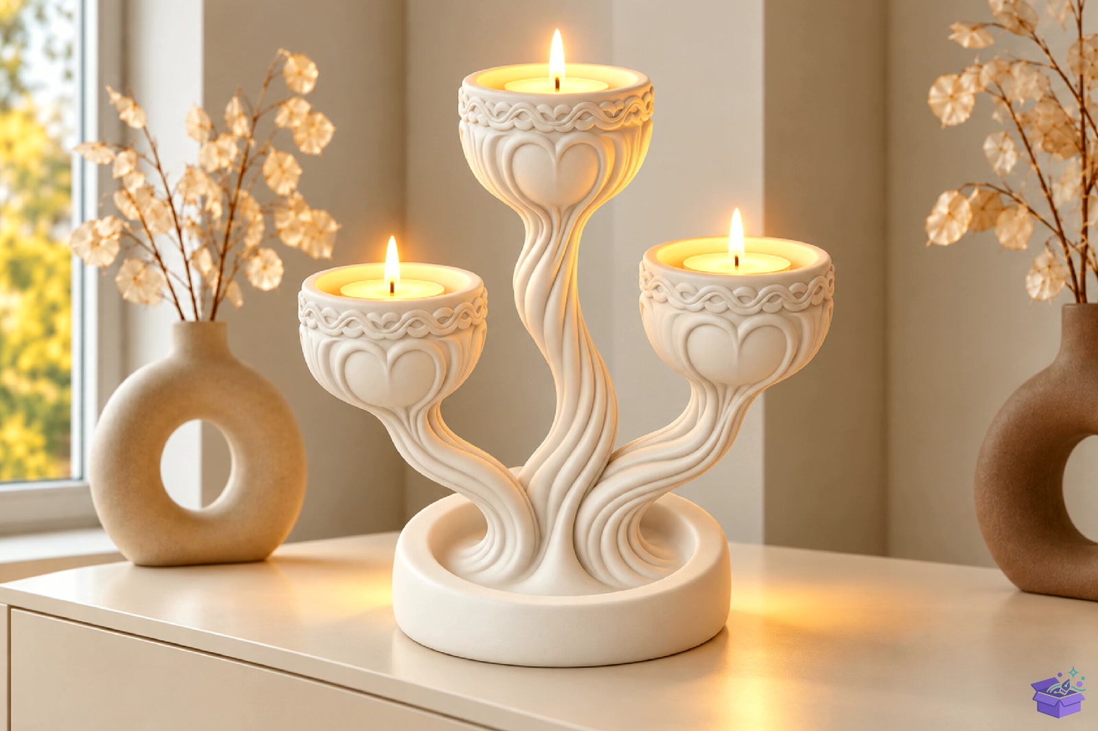 Elegant Kalp Temalı Mumluk STL 3D Baskı - 3D Baskı ve Model Dosyası (STL, OBJ, 3MF) - detaylı önizleme 6