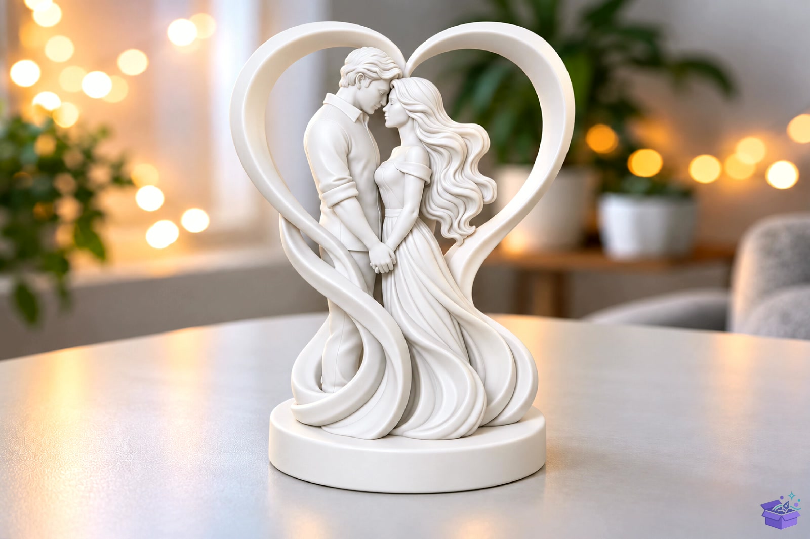Romantic Couple Kalp Temalı Decor STL 3D Baskı - 3D Baskı ve Model Dosyası (STL, OBJ, 3MF)