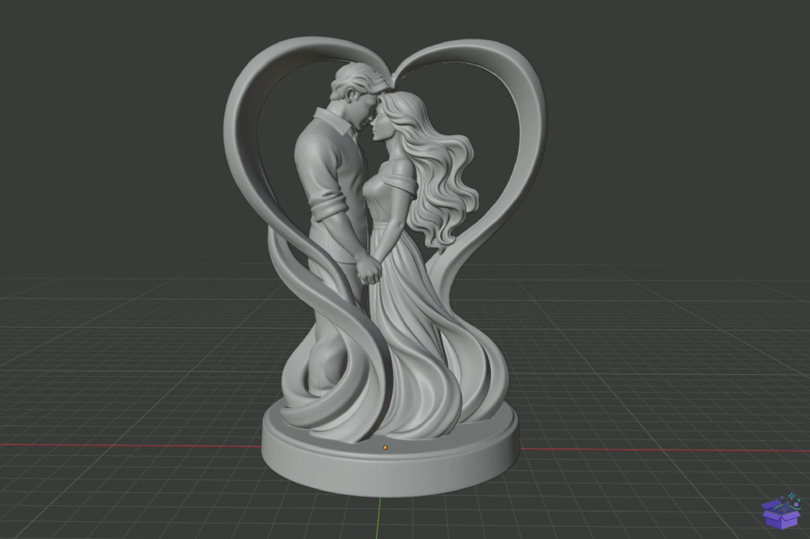Romantic Couple Kalp Temalı Decor STL 3D Baskı - 3D Baskı ve Model Dosyası (STL, OBJ, 3MF) - detaylı önizleme 5