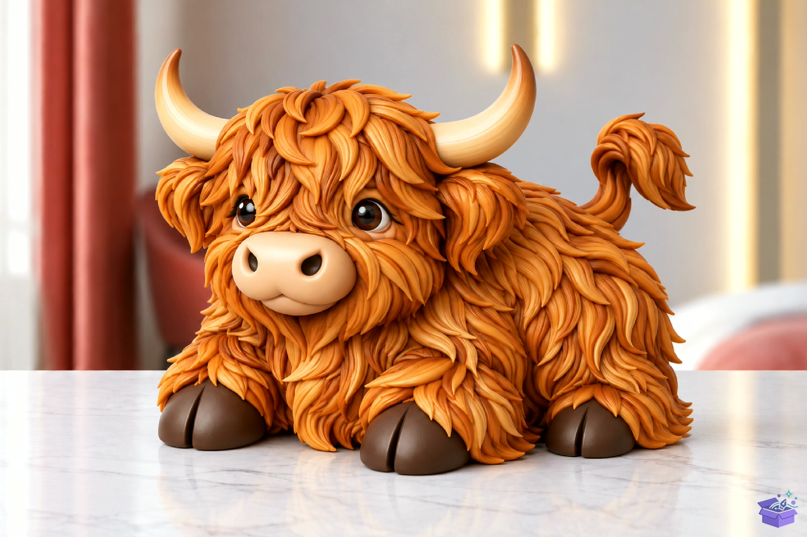 Cute Highland Cow Heykel Biblo STL 3D Baskı - 3D Baskı ve Model Dosyası (STL, OBJ, 3MF)