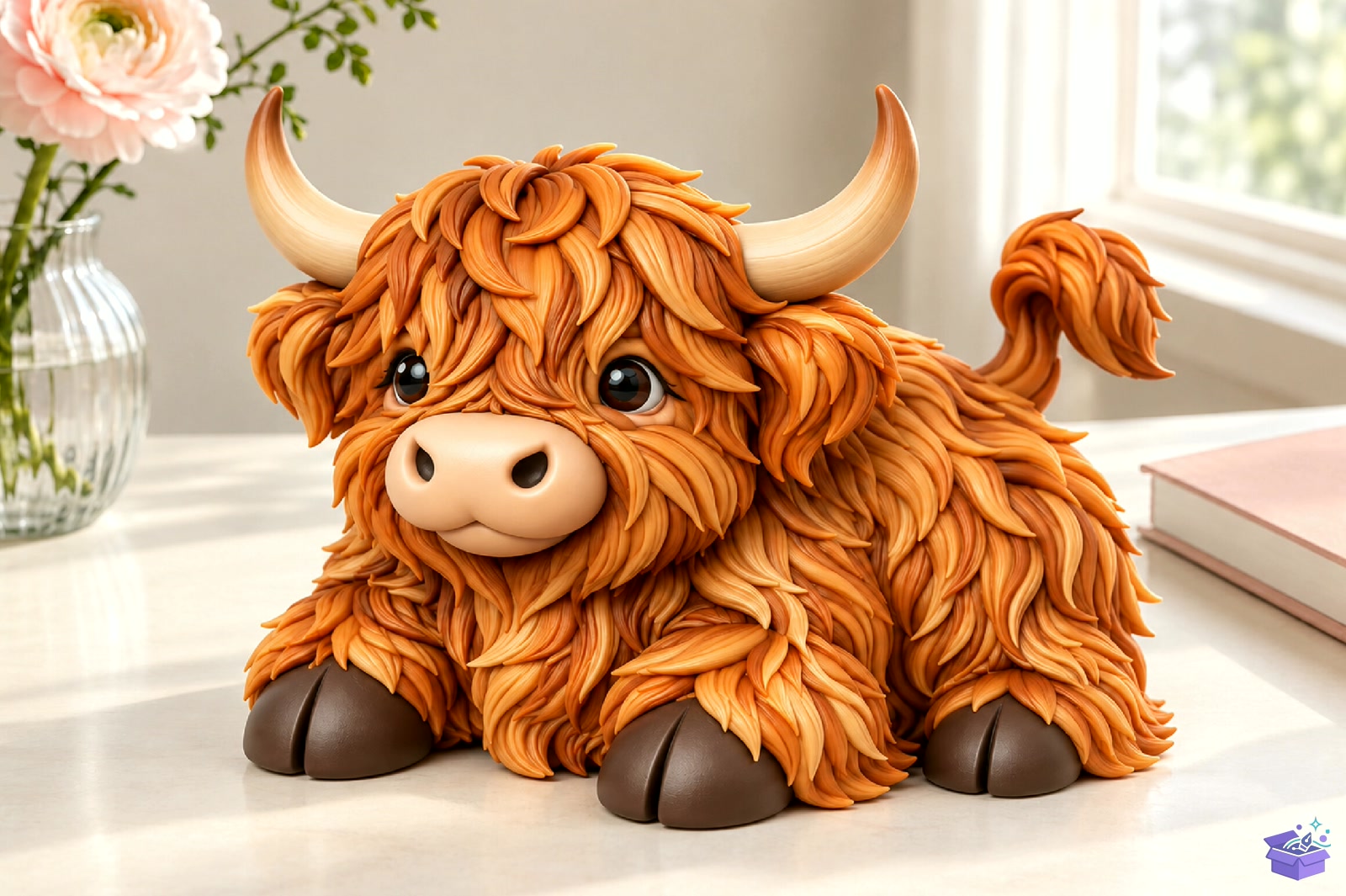 Cute Highland Cow Heykel Biblo STL 3D Baskı - 3D Baskı ve Model Dosyası (STL, OBJ, 3MF) - detaylı önizleme 2