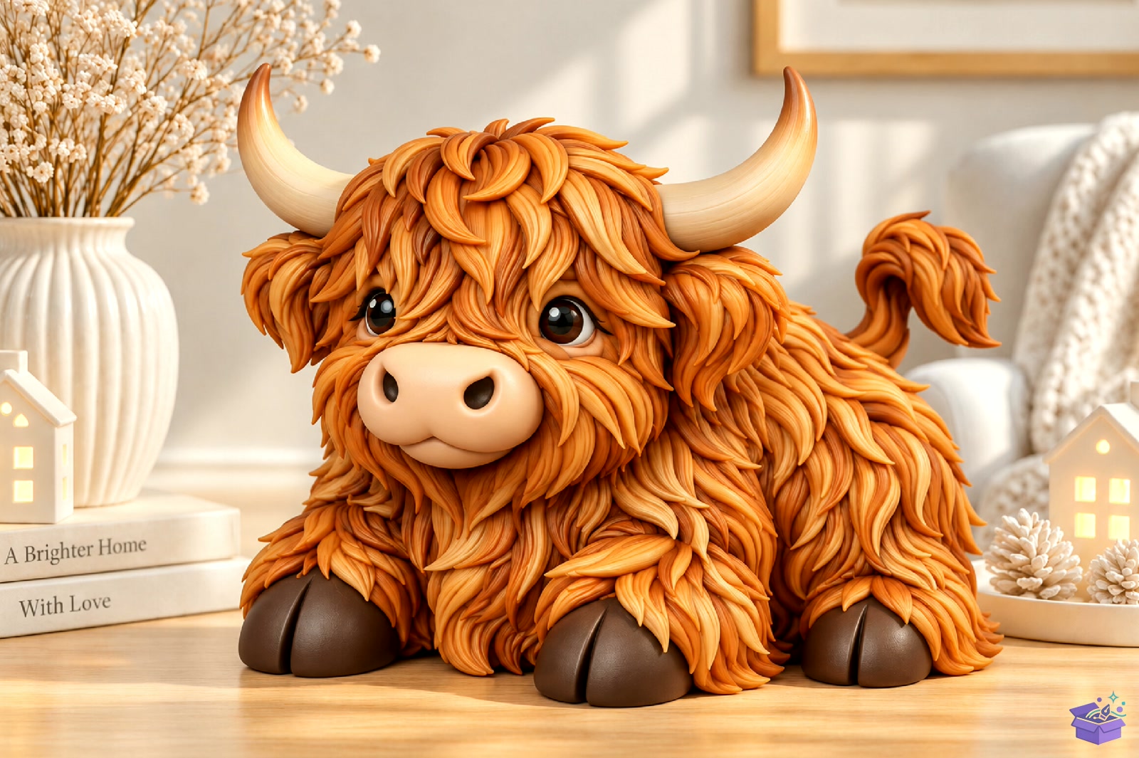 Cute Highland Cow Heykel Biblo STL 3D Baskı - 3D Baskı ve Model Dosyası (STL, OBJ, 3MF) - detaylı önizleme 3