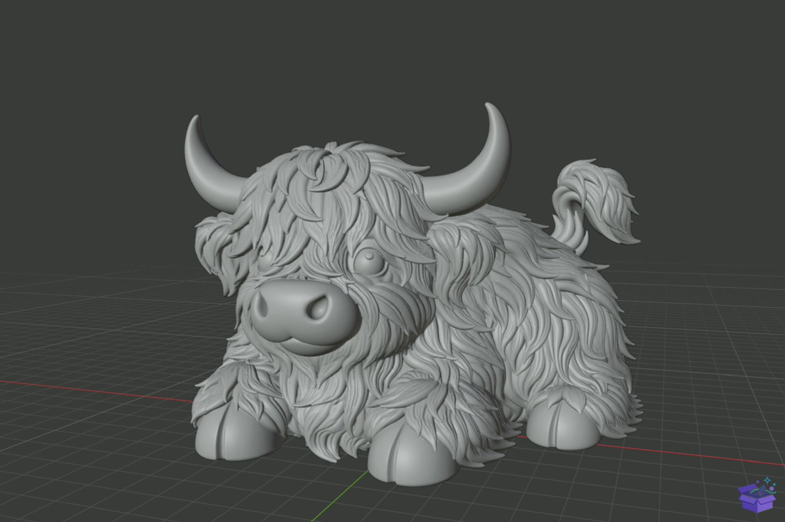 Cute Highland Cow Heykel Biblo STL 3D Baskı - 3D Baskı ve Model Dosyası (STL, OBJ, 3MF) - detaylı önizleme 5