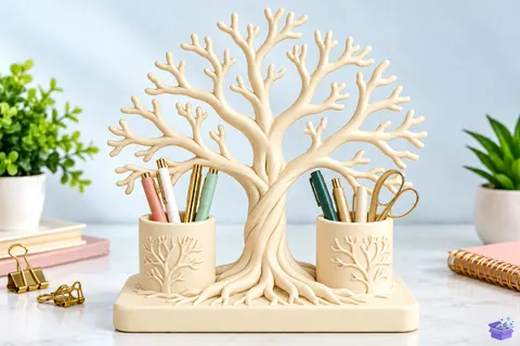 Ağaç Masaüstü Kalemlik 3D Baskı STL - 3D Baskı ve Model Dosyası (STL, OBJ, 3MF) - 3D Baskı  İndir (STL, OBJ, 3MF)