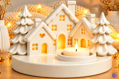 3D Yılbaşı Village Mumluk STL - 3D Baskı ve Model Dosyası (STL, OBJ, 3MF) - 3D Baskı  İndir (STL, OBJ, 3MF)