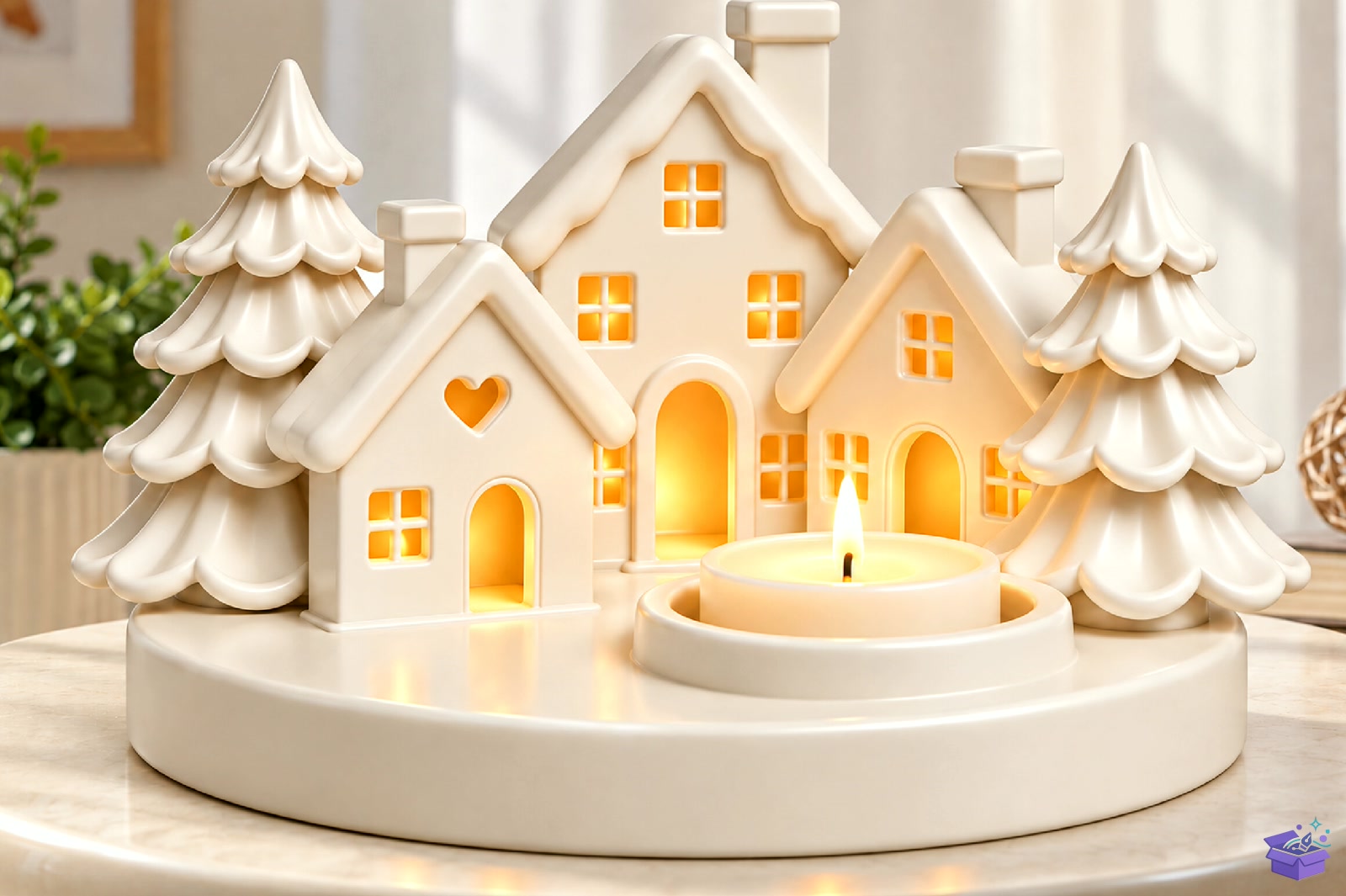 3D Yılbaşı Village Mumluk STL - 3D Baskı ve Model Dosyası (STL, OBJ, 3MF) - detaylı önizleme 3