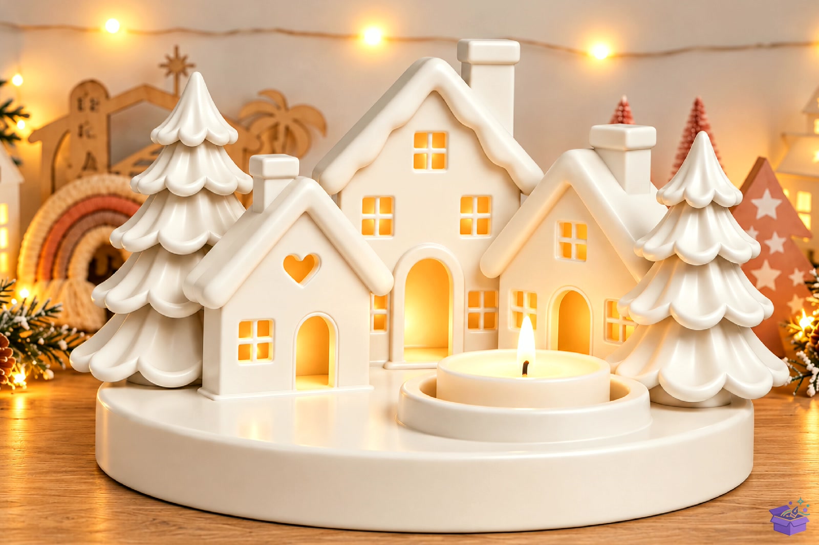 3D Yılbaşı Village Mumluk STL - 3D Baskı ve Model Dosyası (STL, OBJ, 3MF) - detaylı önizleme 4
