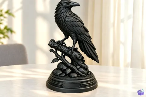 Raven Heykel Biblo Decor STL 3D Baskı - 3D Baskı ve Model Dosyası (STL, OBJ, 3MF) - 3D Baskı  İndir (STL, OBJ, 3MF)