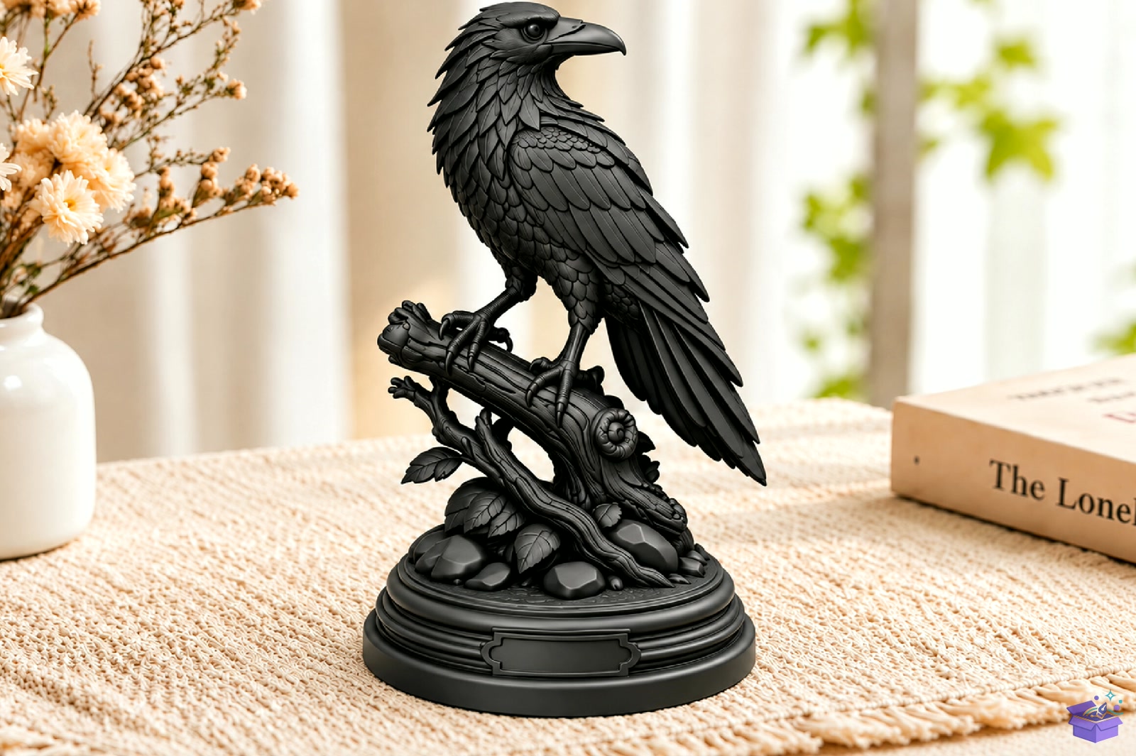 Raven Heykel Biblo Decor STL 3D Baskı - 3D Baskı ve Model Dosyası (STL, OBJ, 3MF) - detaylı önizleme 2