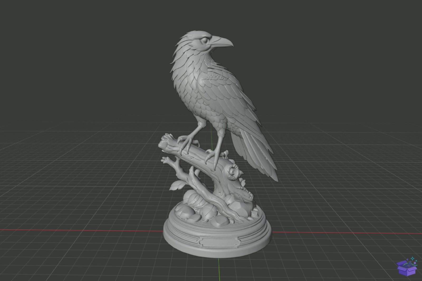 Raven Heykel Biblo Decor STL 3D Baskı - 3D Baskı ve Model Dosyası (STL, OBJ, 3MF) - detaylı önizleme 5