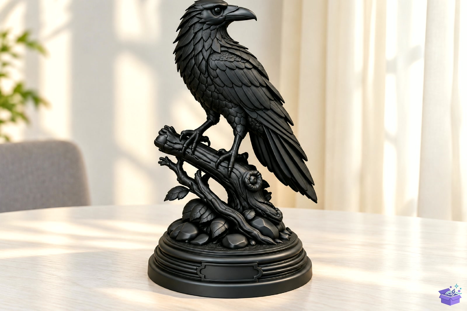 Raven Heykel Biblo Decor STL 3D Baskı - 3D Baskı ve Model Dosyası (STL, OBJ, 3MF) - detaylı önizleme 6