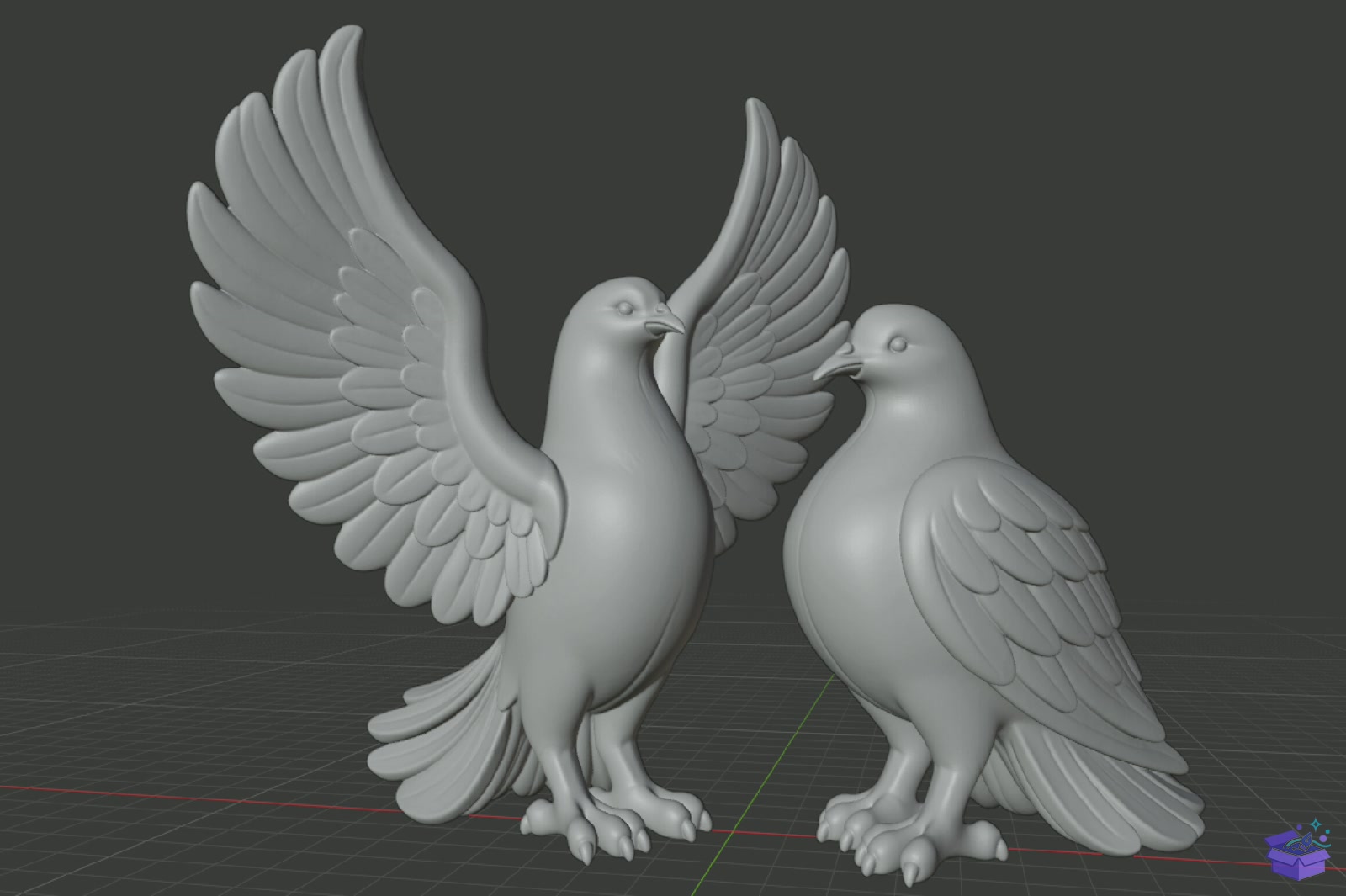 Dove Couple Decor STL 3D Baskı - 3D Baskı ve Model Dosyası (STL, OBJ, 3MF) - detaylı önizleme 5