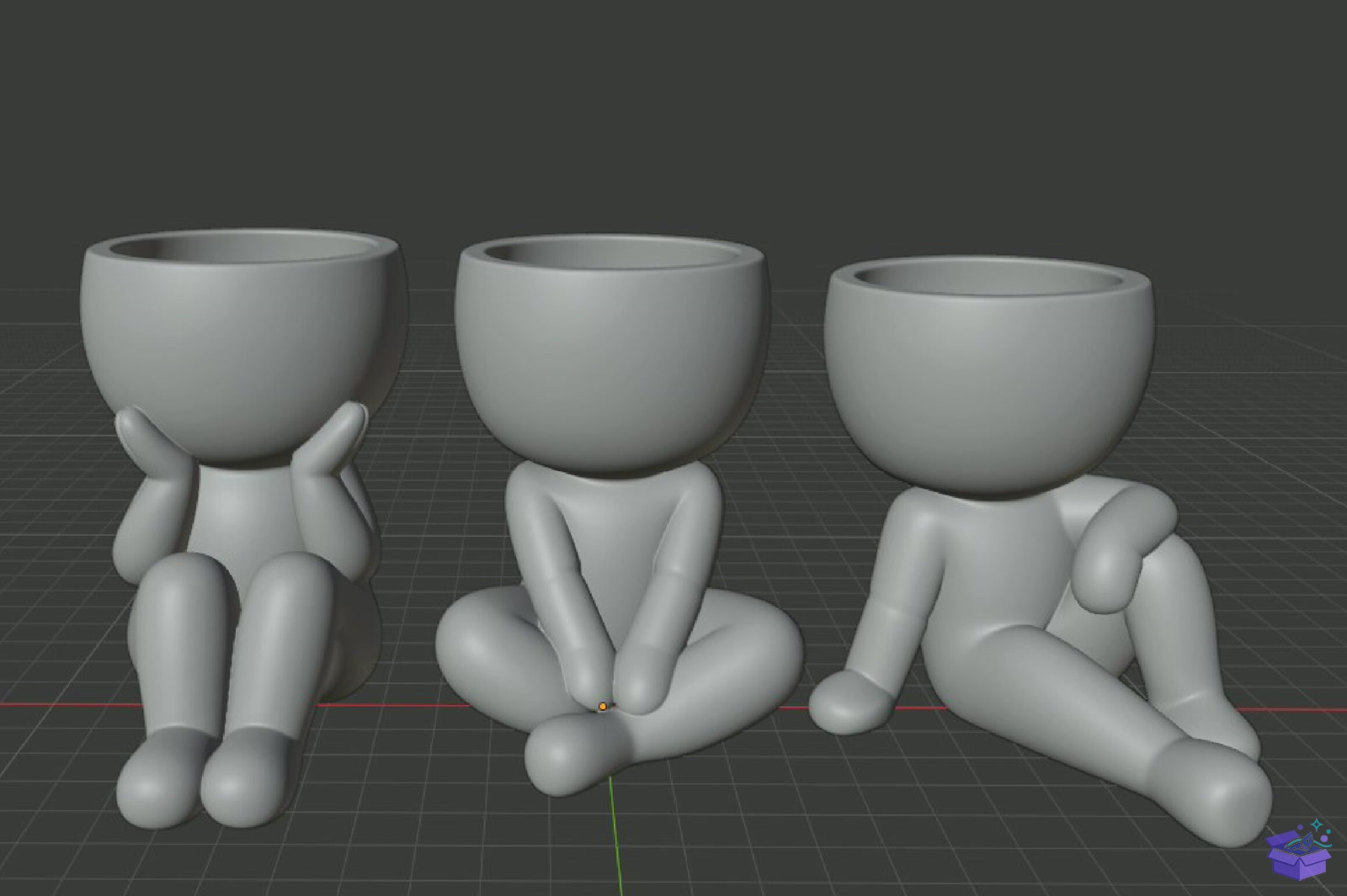 Human Saksı Tasarımı Trio 3D Baskı STL File - 3D Baskı ve Model Dosyası (STL, OBJ, 3MF) - detaylı önizleme 6