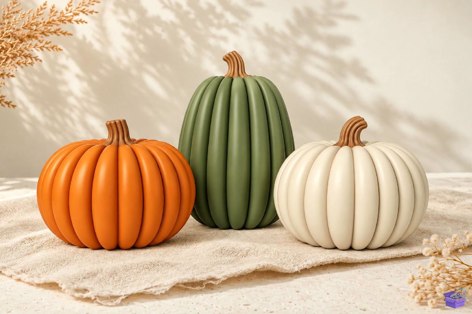 Pumpkin Trio Decor 3D Baskı STL File - 3D Baskı ve Model Dosyası (STL, OBJ, 3MF) - detaylı önizleme 2