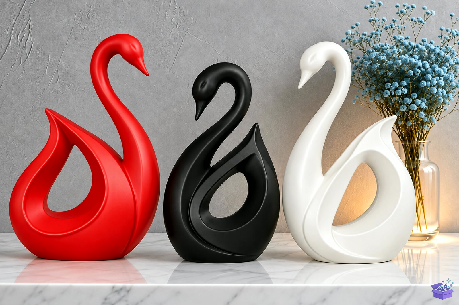 Swan Trio Decor 3D Baskı STL File - 3D Baskı ve Model Dosyası (STL, OBJ, 3MF) - detaylı önizleme 2