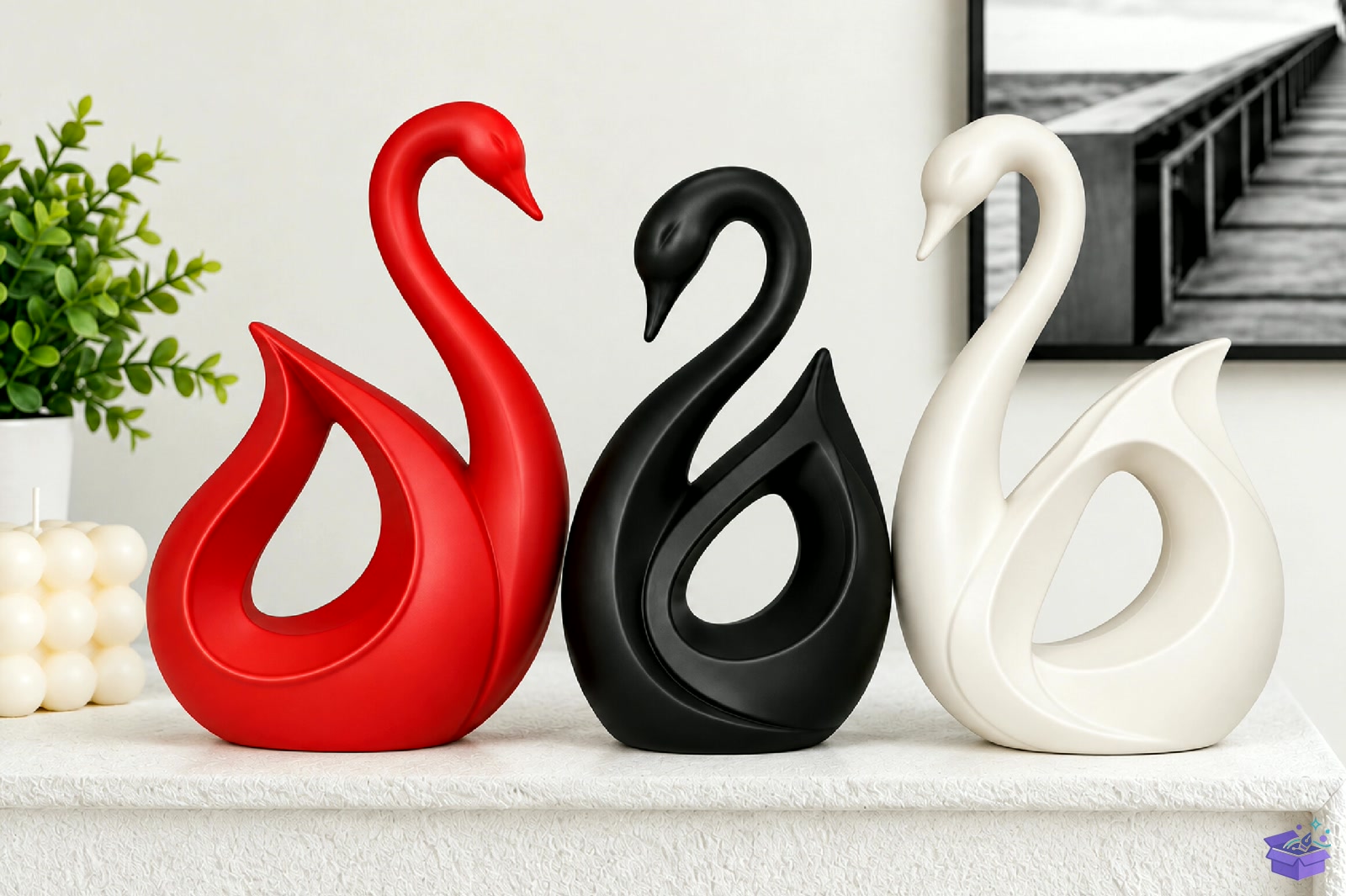 Swan Trio Decor 3D Baskı STL File - 3D Baskı ve Model Dosyası (STL, OBJ, 3MF) - detaylı önizleme 3