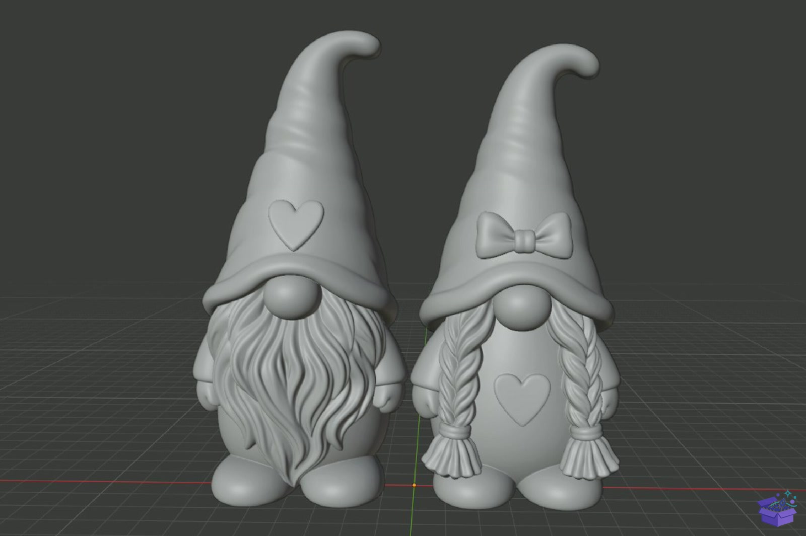 Gnome Couple STL 3D Baskı Models - 3D Baskı ve Model Dosyası (STL, OBJ, 3MF) - detaylı önizleme 6