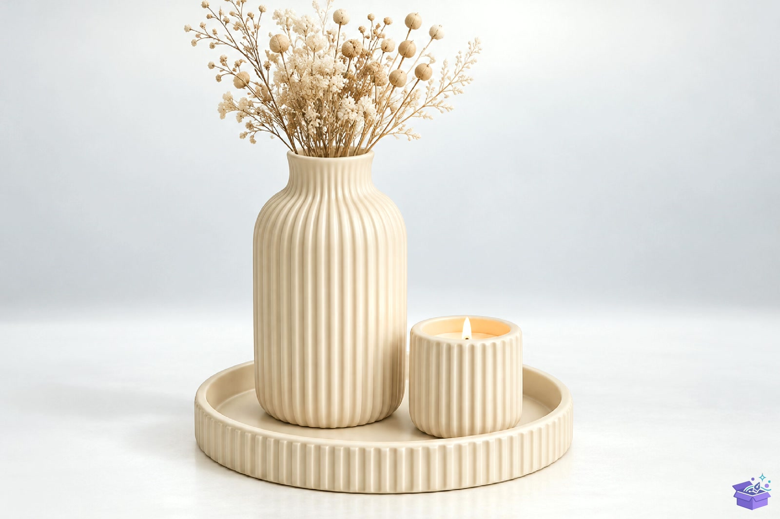 Ribbed Vazo Tasarımı Candle Tray STL 3D Baskı - 3D Baskı ve Model Dosyası (STL, OBJ, 3MF)