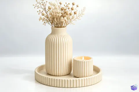 Ribbed Vazo Tasarımı Candle Tray STL 3D Baskı - 3D Baskı ve Model Dosyası (STL, OBJ, 3MF) - 3D Baskı  İndir (STL, OBJ, 3MF)