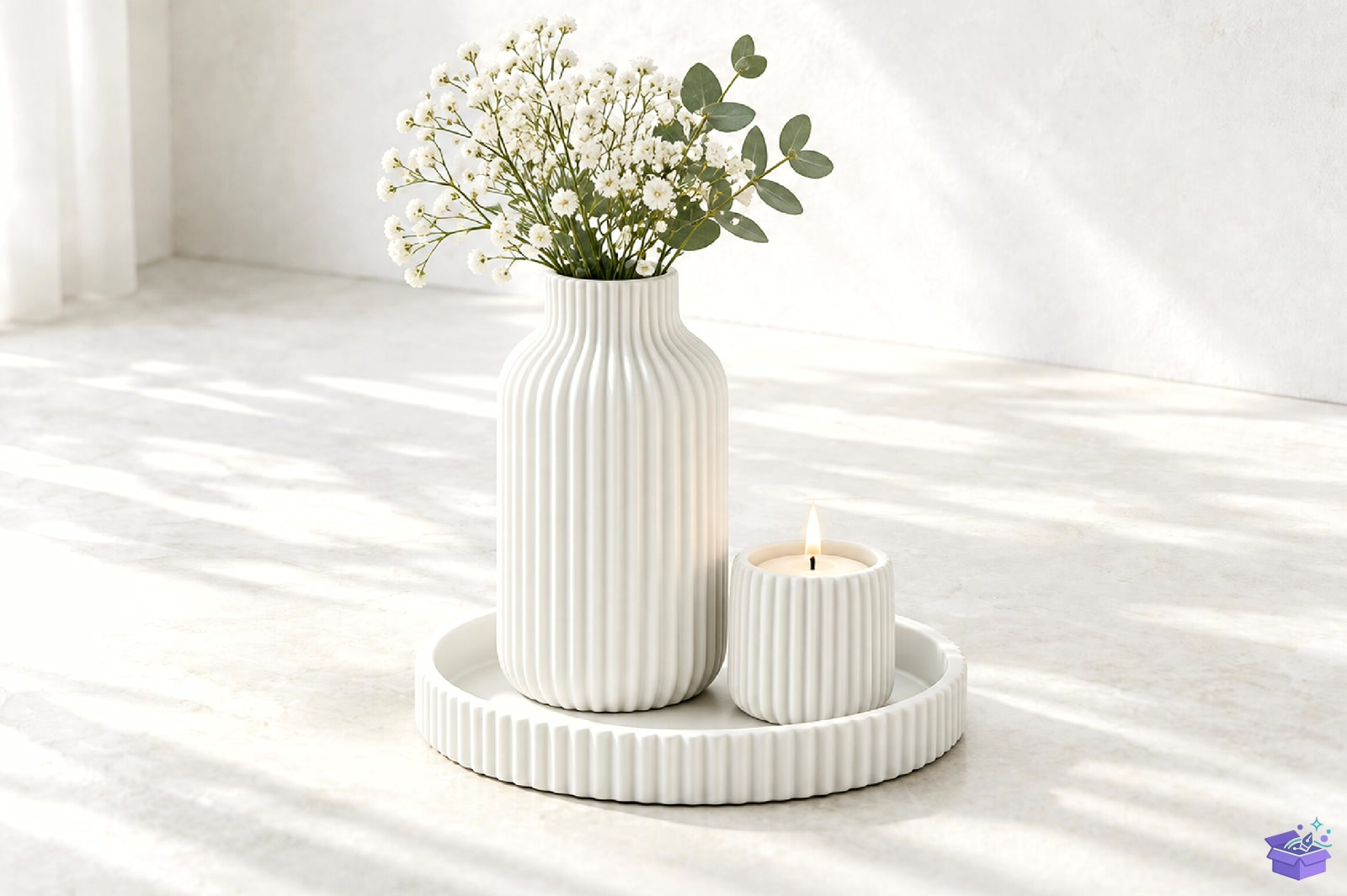 Ribbed Vazo Tasarımı Candle Tray STL 3D Baskı - 3D Baskı ve Model Dosyası (STL, OBJ, 3MF) - detaylı önizleme 3