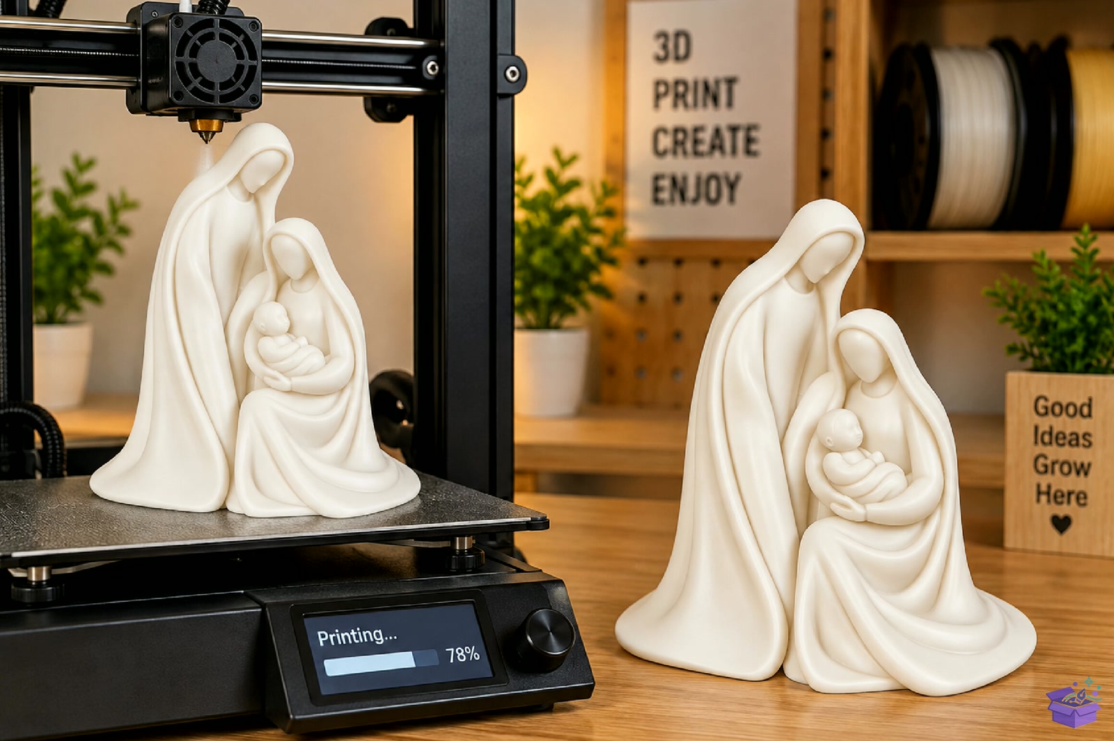 Minimalist Holy Family Heykel Biblo 3D Baskı - 3D Baskı ve Model Dosyası (STL, OBJ, 3MF) - detaylı önizleme 5