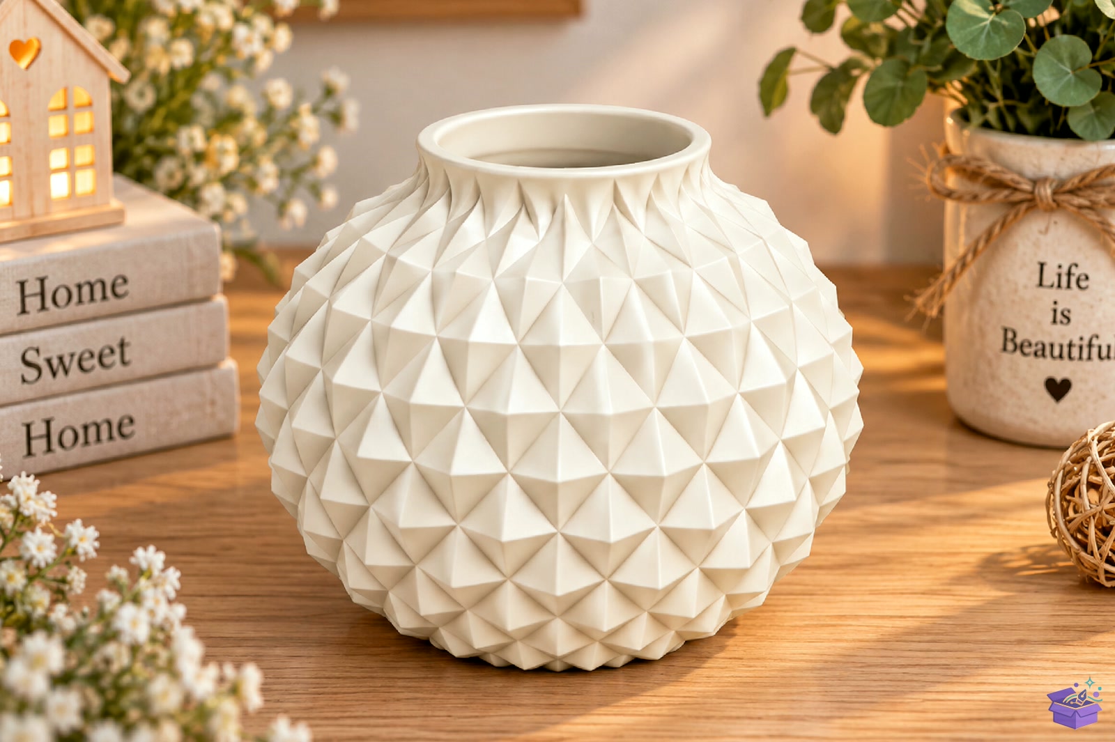 Geometric Textured Vazo Tasarımı STL 3D Baskı - 3D Baskı ve Model Dosyası (STL, OBJ, 3MF) - detaylı önizleme 3